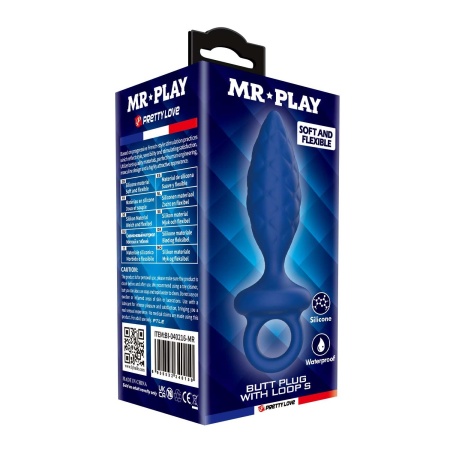 Korek analny z pętelką Size S z miękkiego silikonu, 11,5 cm - 8