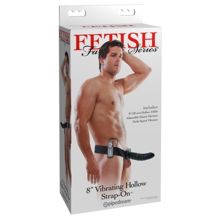 Strap-On FFS 8" Hollow – Drążona proteza z wibracją multispeed, 20 cm, średnica 5 cm, pas 66–117 cm - 1