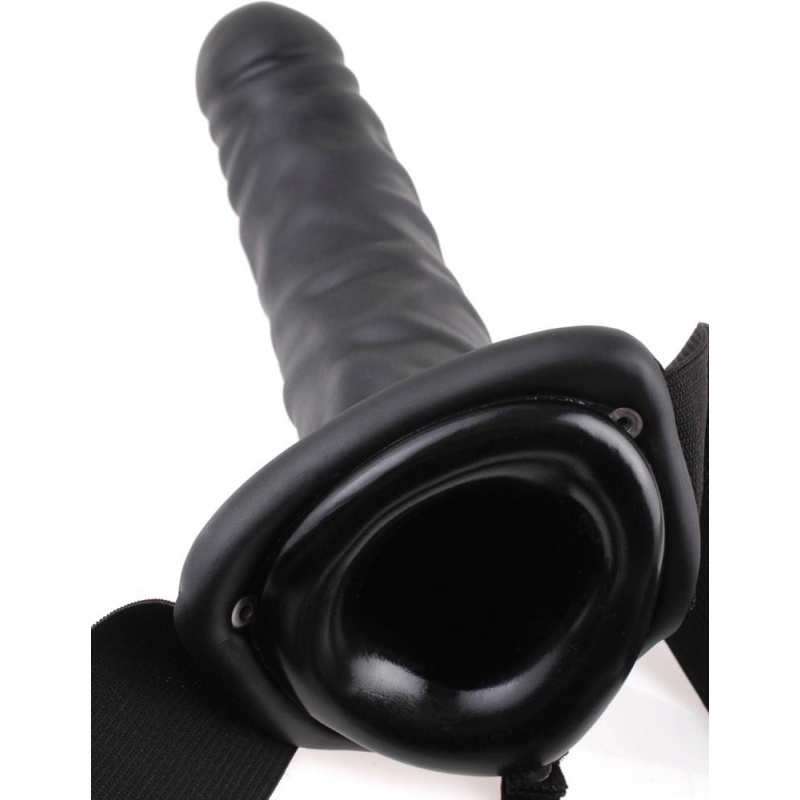 Strap-On FFS 8" Hollow – Drążona proteza z wibracją multispeed, 20 cm, średnica 5 cm, pas 66–117 cm - 6