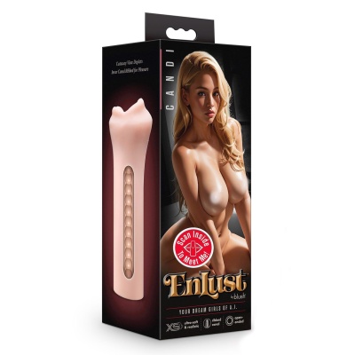 Masturbator EnLust Candi Beige - prążkowany kanał wewnętrzny, konstrukcja otwarta, długość 13,3 cm - 1