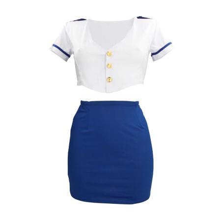 Stewardess Costume - S/M - Blue/White - 3