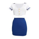 Stewardess Costume - S/M - Blue/White - 3