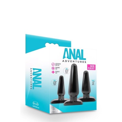 ANAL ADVENTURES BASIC PLUG KIT BLACK - 1