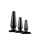 Zestaw wtyczek analnych Basic Plug Kit Black - trzy zwężane wtyczki z podstawami bezpieczeństwa, 10,1-16,5 cm - 2