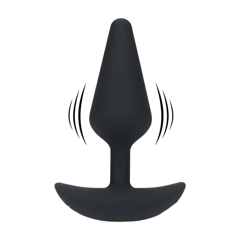 Classic Vibrating Silicone Anal Plug - M - Black - 1