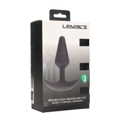 Classic Vibrating Silicone Anal Plug - M - Black - 1 2