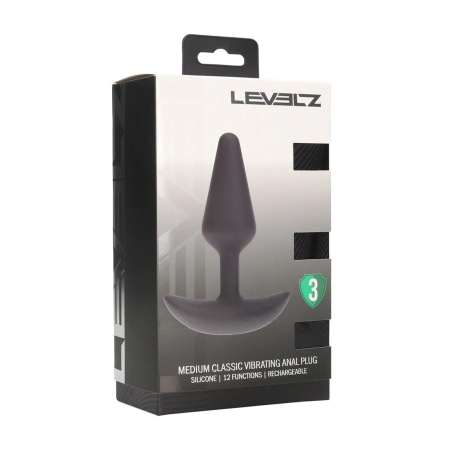 Classic Vibrating Silicone Anal Plug - M - Black - 2