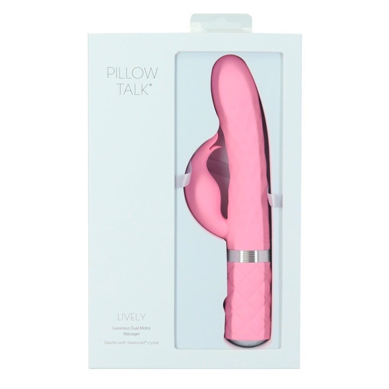 Wibrator ze stymulacją łechtaczki Pillow Talk Lively Pink – napęd rotacyjno-wibracyjny, silikon medyczny, 24 cm - 1
