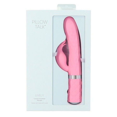 Wibrator ze stymulacją łechtaczki Pillow Talk Lively Pink – napęd rotacyjno-wibracyjny, silikon medyczny, 24 cm - 1