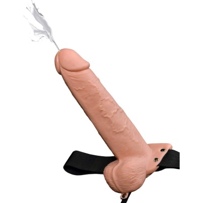 Strap-O 9″ – drążone dildo z funkcją squirt i regulowaną uprzężą, 25,4 cm - 1 2