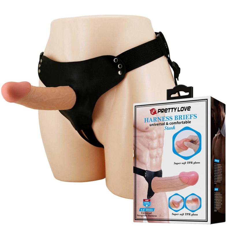 Uprząż strap-on Stark z wydrążonym dildo TPR o długości 17,5 cm - 1