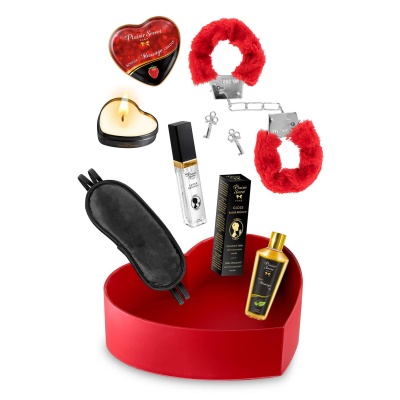 Zestaw sensoryczny Valentine’s Day: świeca 35 ml, olejek 250 ml, błyszczyk 7 ml, sztywne pudełko w kształcie serca - 1