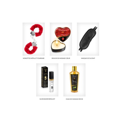 Zestaw sensoryczny Valentine’s Day: świeca 35 ml, olejek 250 ml, błyszczyk 7 ml, sztywne pudełko w kształcie serca - 1 2
