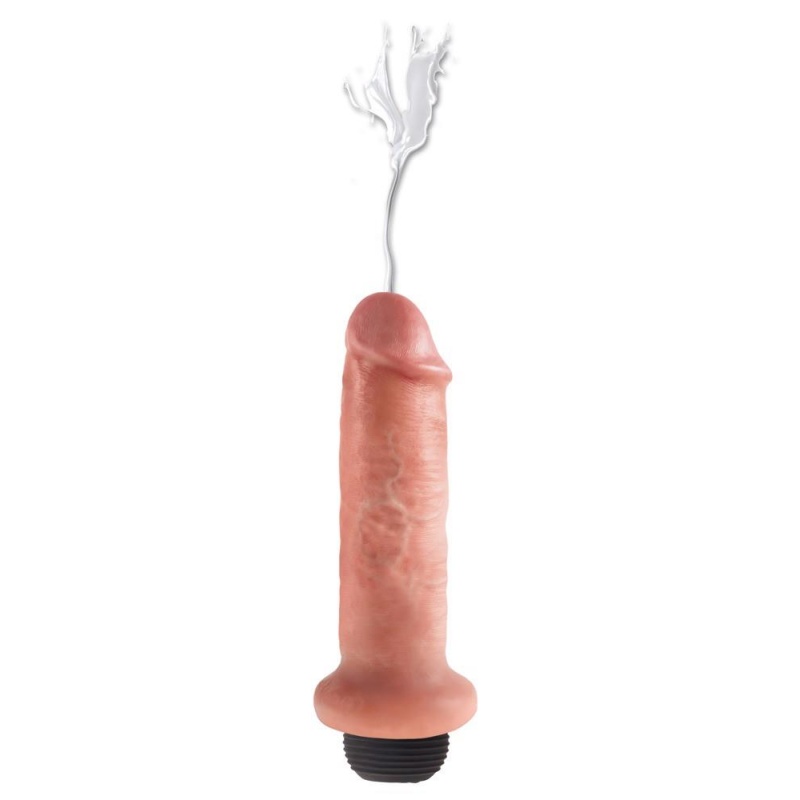 Dildo King Cock Squirting Cock 6" Light – Realistyczne Dildo Tryskające z Ręczną Gruszką Pompki, 20 cm - 3