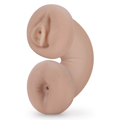 Masturbator dwustronny Tasha Soft & Wet Glow in the Dark Beige 13,3 cm x 7 cm - 1 2