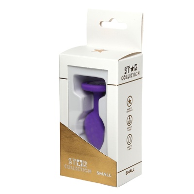 Star Collection - Purple Silicone Anal Plug S - Clear Stone - 1