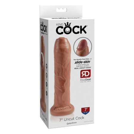 7 Inch Uncut Tan - realistyczne dildo z ruchomym napletkiem i przyssawką o długości wkładalnej 17,8 cm - 4