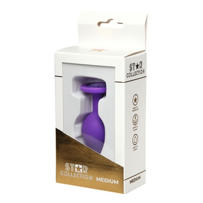 Star Collection - Purple Silicone Anal Plug M - Purple Stone - 1