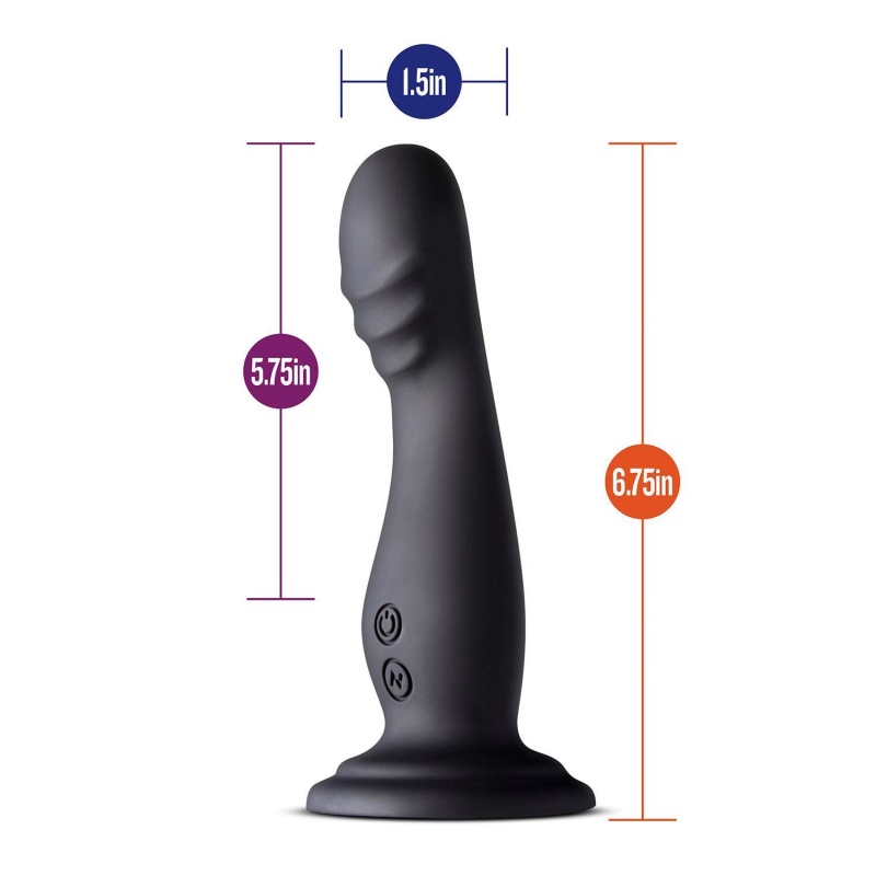 Wibrator Impressions Amsterdam Black - zakrzywiony stymulator silikonowy z przyssawką i rozszerzaną podstawą, 17,1 cm - 4
