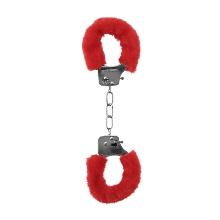 Pleasure Handcuffs Furry Red - 1