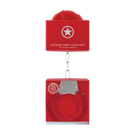Pleasure Handcuffs Furry Red - 2