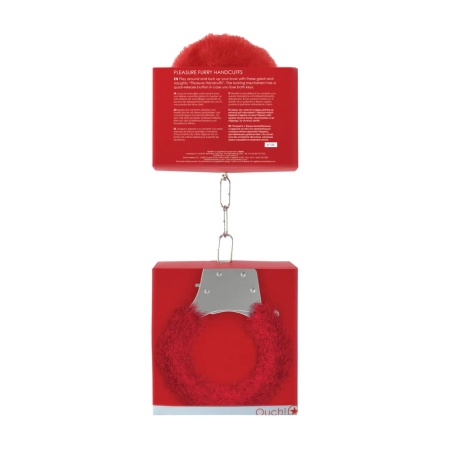 Pleasure Handcuffs Furry Red - 3