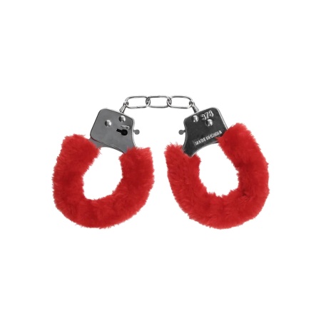Pleasure Handcuffs Furry Red - 4