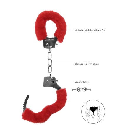 Pleasure Handcuffs Furry Red - 6