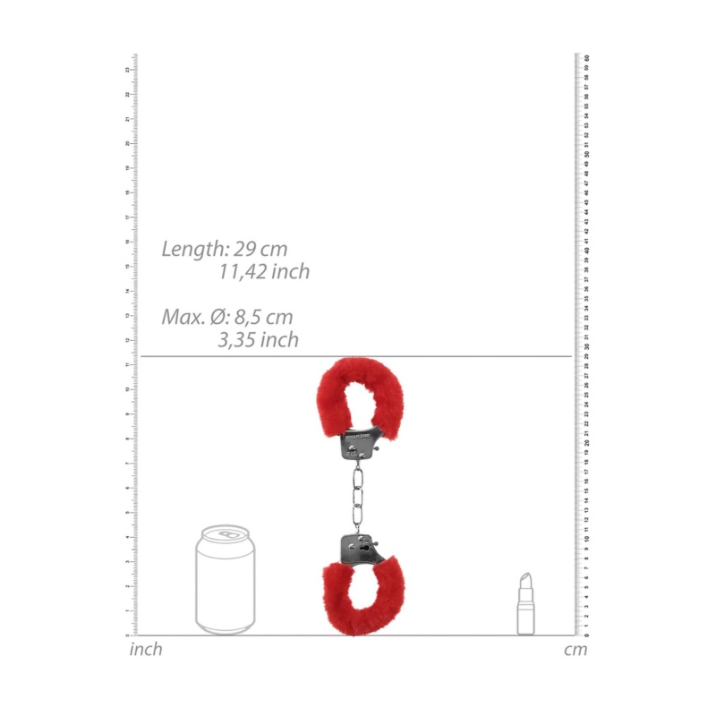 Pleasure Handcuffs Furry Red - 7