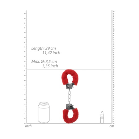 Pleasure Handcuffs Furry Red - 7