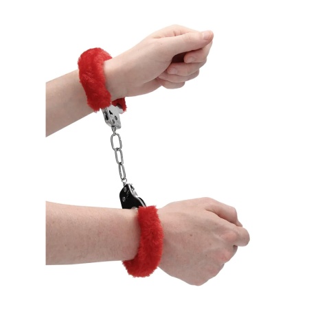 Pleasure Handcuffs Furry Red - 8