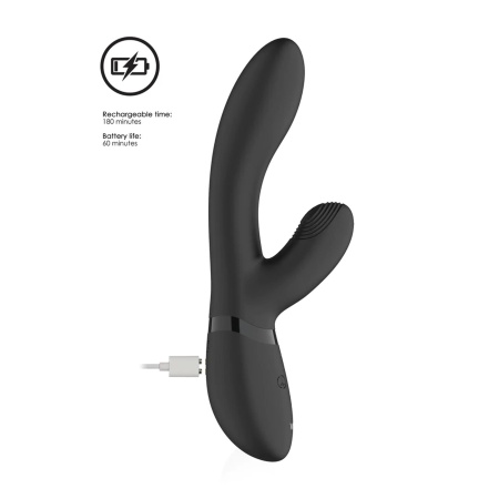 Pulse Wave Rabbit Black - Silikonowy stymulator łechtaczki z 2 silnikami, 10 trybami i IPX7 - 5