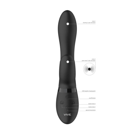 Pulse Wave Rabbit Black - Silikonowy stymulator łechtaczki z 2 silnikami, 10 trybami i IPX7 - 6