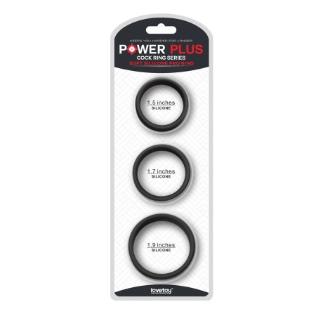 Zestaw Pierścieni Erekcyjnych Power Plus Soft Silicone Pro 3 szt. (średnica 3,8-15,2 cm) Czarny - 1