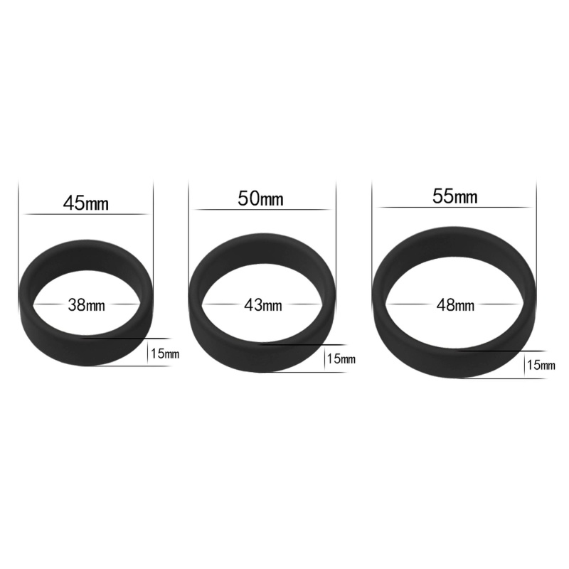 Zestaw Pierścieni Erekcyjnych Power Plus Soft Silicone Pro 3 szt. (średnica 3,8-15,2 cm) Czarny - 5