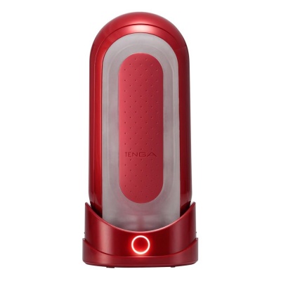 Masturbator Flip 0 Red z Prętem Grzewczym — rękaw o 4 strukturach wypustek, głębokość wkładania 16 cm - 1 2