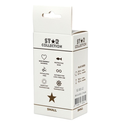 Star Collection - Purple Silicone Anal Plug S - Pink Stone - 1 2