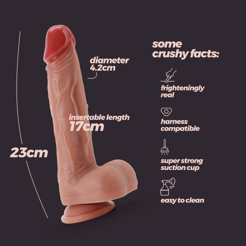 Dildo Inviktus 9 z płynnego silikonu 23 cm (kolor cielisty) - 8
