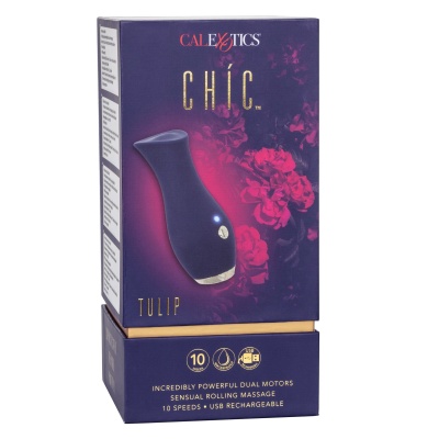 Wibrator Chic Tulip Blue z podwójną stymulacją, 18,5 cm - 1 2