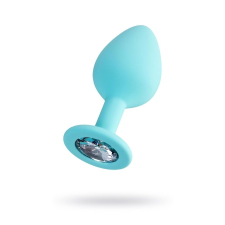 Korek analny Anal Plug Brilliant - kompaktowy silikonowy korek z kryształkiem, profilem łezki i szeroką podstawą (masa ok. 84 g) - 1