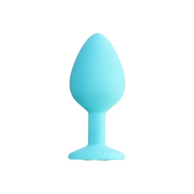 Korek analny Anal Plug Brilliant - kompaktowy silikonowy korek z kryształkiem, profilem łezki i szeroką podstawą (masa ok. 84 g) - 1 2