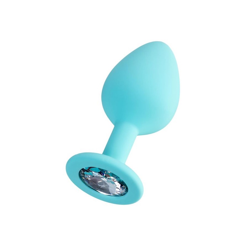 Korek analny Anal Plug Brilliant - kompaktowy silikonowy korek z kryształkiem, profilem łezki i szeroką podstawą (masa ok. 84 g) - 4