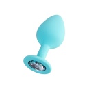 Korek analny Anal Plug Brilliant - kompaktowy silikonowy korek z kryształkiem, profilem łezki i szeroką podstawą (masa ok. 84 g) - 4