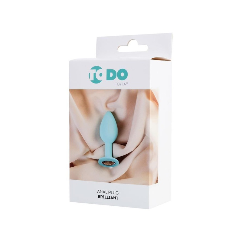 Korek analny Anal Plug Brilliant - kompaktowy silikonowy korek z kryształkiem, profilem łezki i szeroką podstawą (masa ok. 84 g) - 6