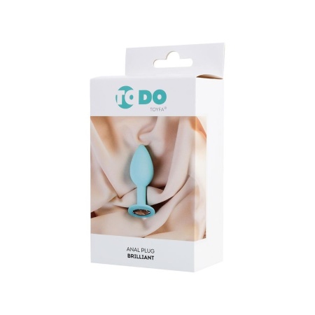Korek analny Anal Plug Brilliant - kompaktowy silikonowy korek z kryształkiem, profilem łezki i szeroką podstawą (masa ok. 84 g) - 6