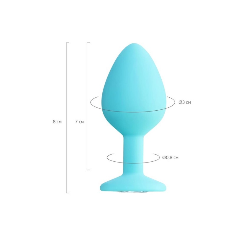 Korek analny Anal Plug Brilliant - kompaktowy silikonowy korek z kryształkiem, profilem łezki i szeroką podstawą (masa ok. 84 g) - 8