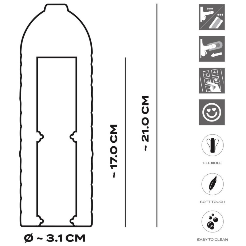 Rękaw Performance Sleeve XL do masturbatora Suck-O-Mat 3 - elastyczny silikon/PU, długość całkowita 21 cm, średnica otworu 3,1 c - 8