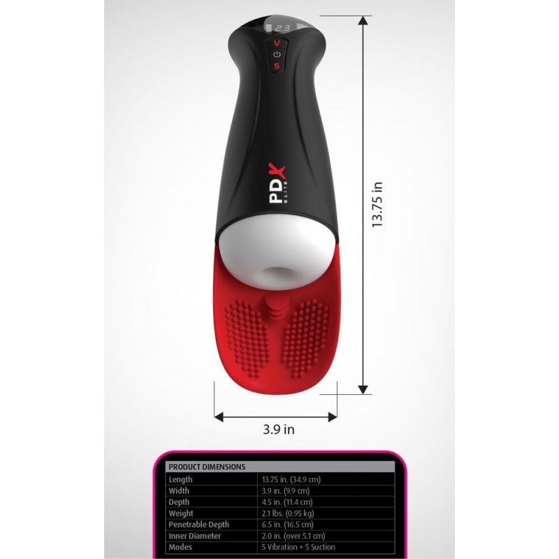 Masturbator Fap-O-Matic Pro XL White — ssanie, wibracja i masaż jąder Hyper Pulse, 34,9 cm - 6