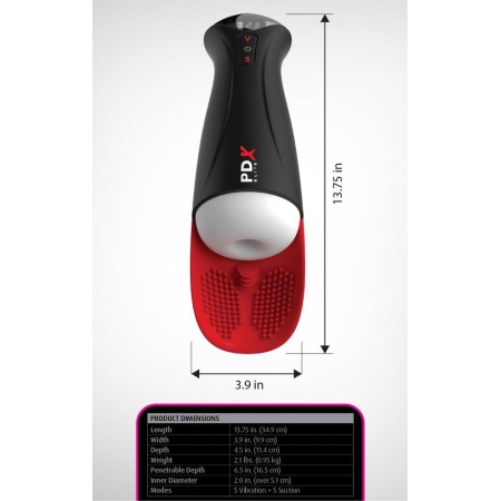Masturbator Fap-O-Matic Pro XL White — ssanie, wibracja i masaż jąder Hyper Pulse, 34,9 cm - 6