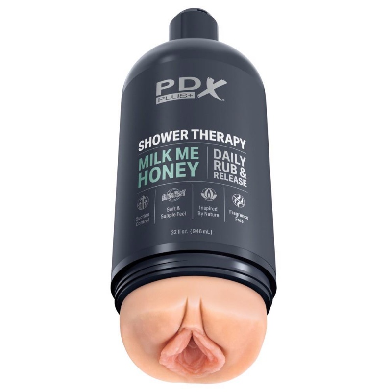 Masturbator Milk Me Honey Light — obudowa w formie butelki, rękaw Fanta Flesh, regulator podciśnienia, długość 20,7 cm, kanał uż - 2